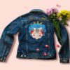 tatouage en broderie sur veste denim vintage