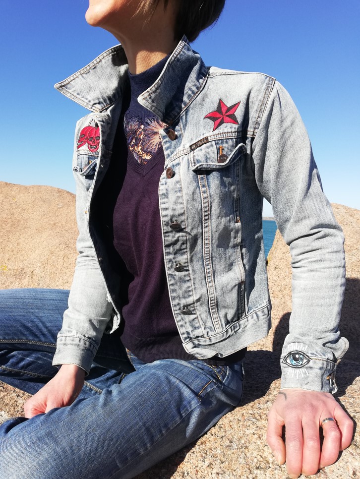 veste en jeans pour femme brodée