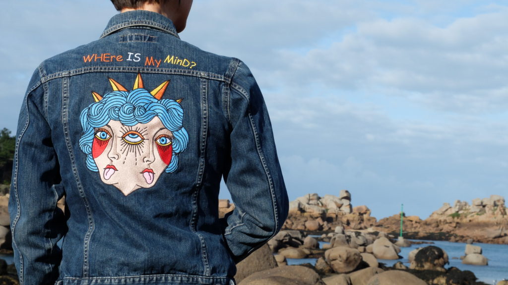 veste en jeans femme made in bretagne brodée
