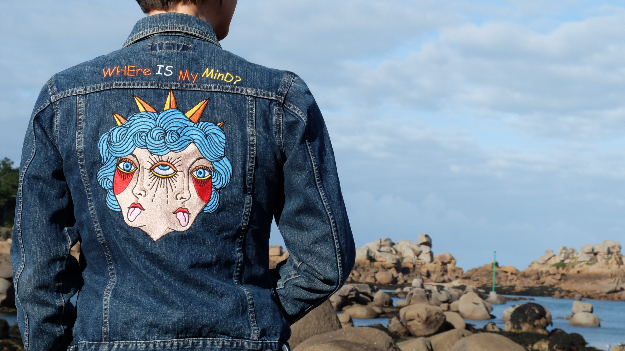 veste en jeans femme made in bretagne brodée