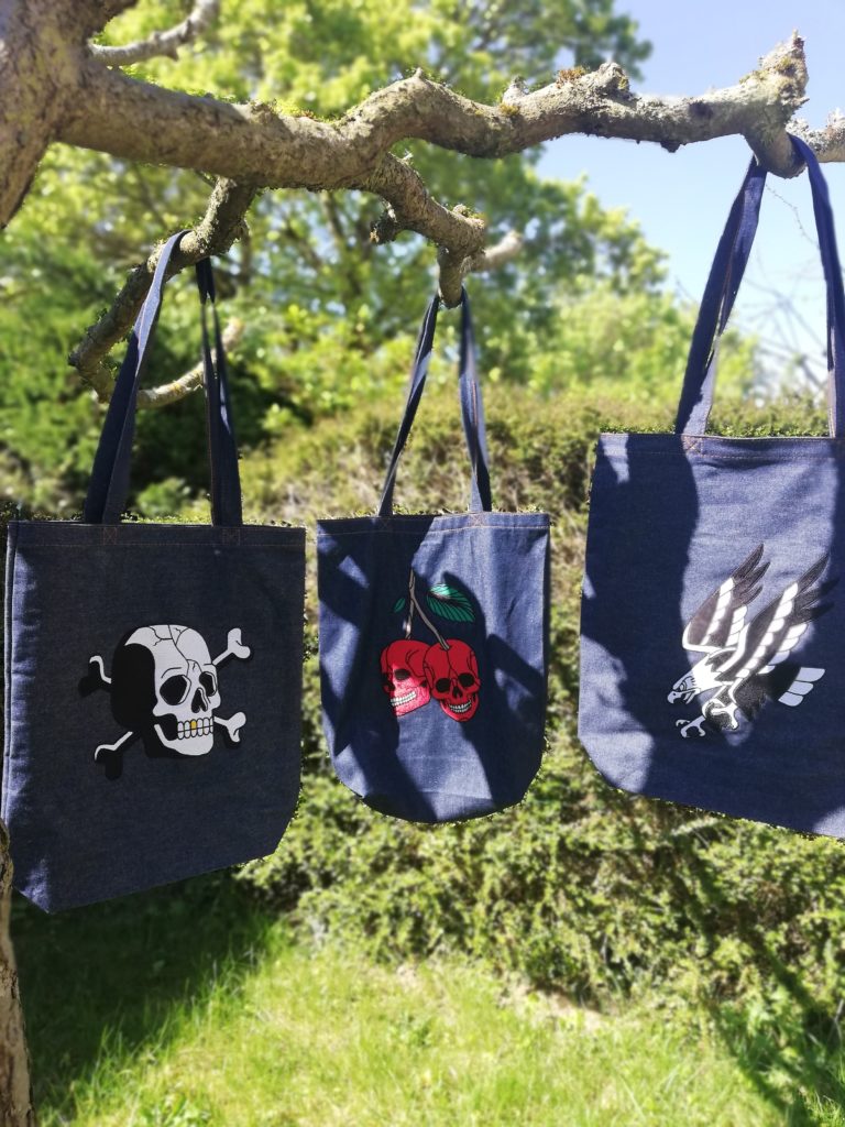 sacs denim brodées