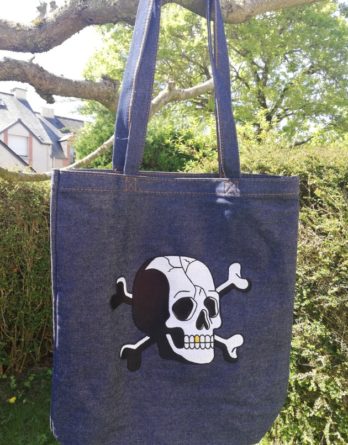sac denim brodé