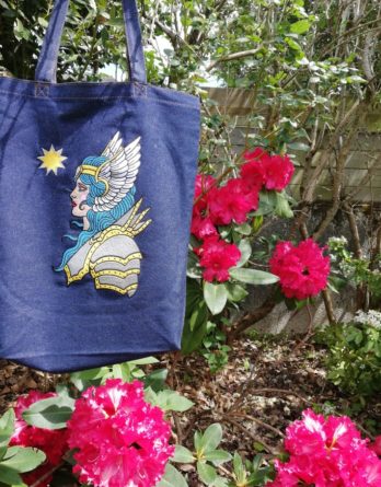 sac tote bag denim brodé