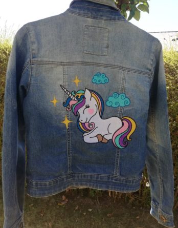 veste jean enfant fille unicorn