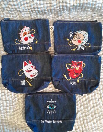 Pochette denim recyclé Asian art : choisissez votre modèle !