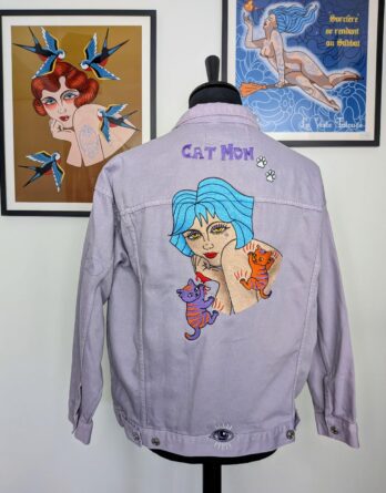 Cat Mom : Modèle unique sur veste lila