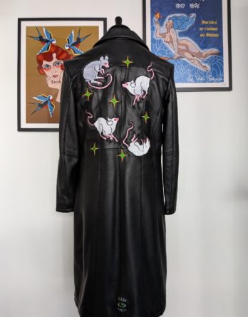 Les Rats sur veste cuir : modèle unique